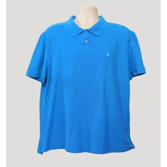 Nautica True Deck Polo Shirt XXL Slim Fit Blue Short Sleeve Embroidered Logo - Picture 2 of 6